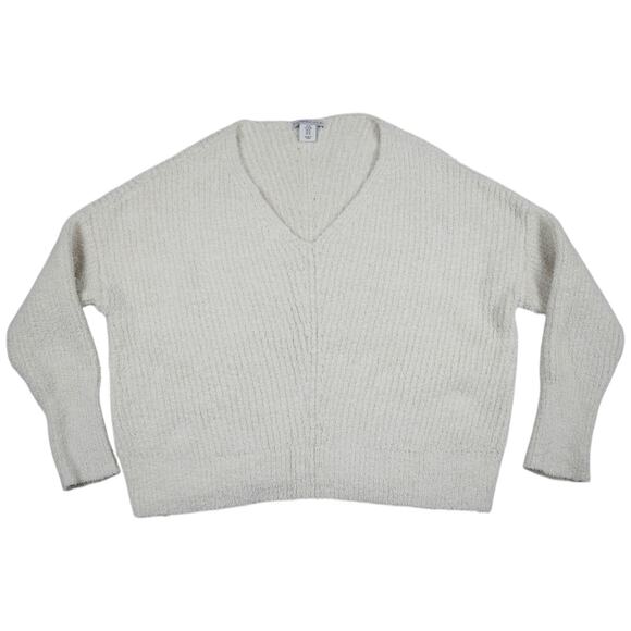 Sincerely Jules light beige/cream plush oversized cropped sweater size medium - Picture 1 of 5